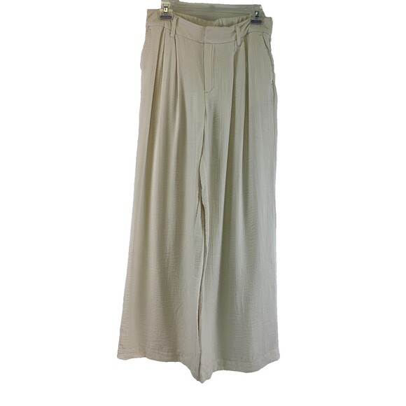 A New Day Crepe Trouser High Waist Wide Leg Rayon Pleated Front Ivory Womens 6 - Picture 2 of 14